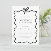 Invitation Whimsical Ribbon Bow 30e fête d'anniversaire (Debout devant)
