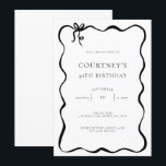 Invitation Whimsical Ribbon Bow 30th Birthday Party<br><div class="desc">This whimsical birthday party invitation features a cute dainty hand drawn bow and simple text. For more advanced customisation of this design,  e.g. changing layout,  font or text size please click the "CUSTOMIZE" button above. Please contact me for any questions!</div>