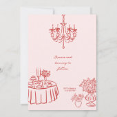 Invitation Whimsical Romantic Main Tirée Mariage Rouge Invite (Dos)