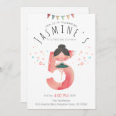 Invitation Whimsical Rose Ballet Girl 5e anniversaire (Devant / Derrière)