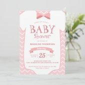 Invitation Whimsical rose blanche Cravate de bébé Baby shower (Debout devant)