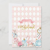 Invitation Whimsical Rose Bow Alice Onederland 1er anniversai (Dos)