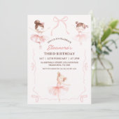 Invitation Whimsical rose Brown vaches Ballerina 3e anniversa (Debout devant)
