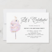 Invitation Whimsical Rose Cotton Bonbons Filles Anniversaire (Devant)