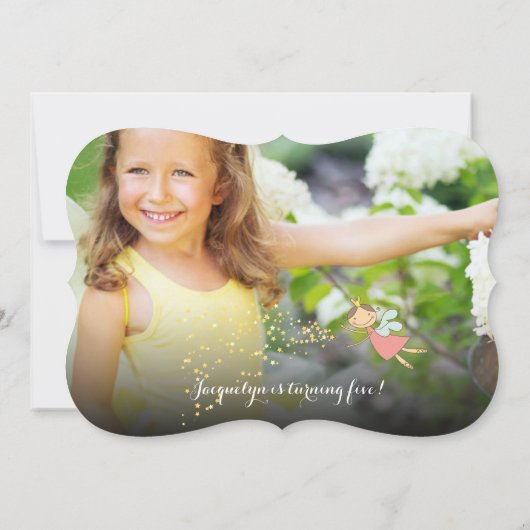 Invitation Whimsical Rose Fairy Princesse Photo Girl Annivers (Dos)