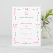 Invitation Whimsical rose Mariage Photo Enregistrer la date (Debout devant)