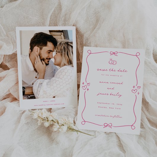 Invitation Whimsical rose Mariage Photo Enregistrer la date