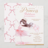 Invitation Whimsical rose or Ballerina Princess Anniversaire (Devant / Derrière)