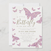 Invitation Whimsical rose papillon Boho Baby shower fille (Devant)