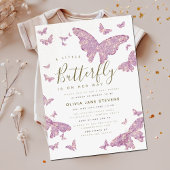 Invitation Whimsical rose papillon Boho Baby shower fille