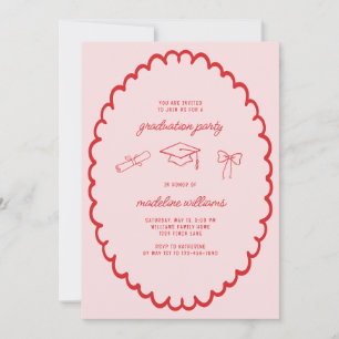 Invitation Whimsical Rose Red Graduation Party