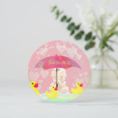 Invitation Whimsical rose Vintage parapluie Baby shower rond (Debout devant)