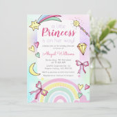 Invitation Whimsical Rose/Violet Princesse Baby Girl Douche (Debout devant)