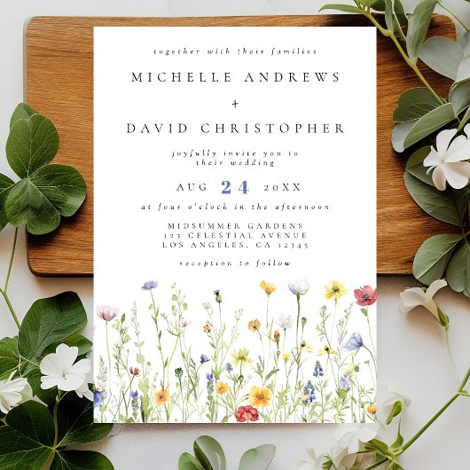 Invitation Whimsical Rustic Fleur sauvage Mariage