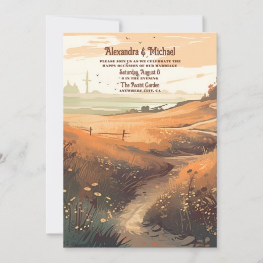 Invitation Whimsical Rustic Fleur sauvage Meadow Mariage (Devant)