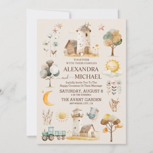 Invitation Whimsical Rustic Mariage de ferme (Devant)