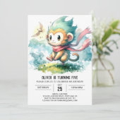 Invitation Whimsical Rustic Singe Anniversaire (Debout devant)