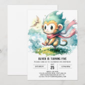 Invitation Whimsical Rustic Singe Anniversaire (Devant / Derrière)