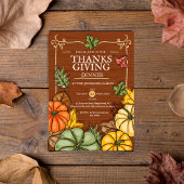Invitation Whimsical Rustic Thanksgiving Dinner Pumpkin Fall
