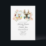 Invitation Whimsical Rustic Woodland Forest Mariage de cerfs<br><div class="desc">Célébrez votre amour avec une touche de fantaisie forestière! Ce faire-part de mariage unique est doté d'une charmante mariée et d'un marié de cerfs illustrés, tous encadrés de fleurs d'eau douce. Idéal pour les mariages rustiques, les fêtes des bois ou les couples amateurs d'animaux, ce design associe narration ludique et...</div>