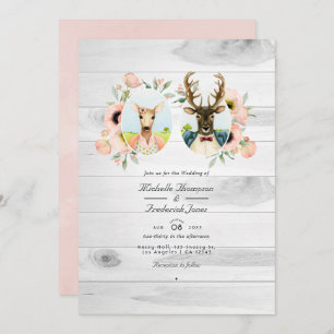 Invitation Whimsical Rustic Woodland Forest Mariage de cerfs