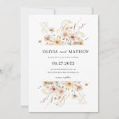 Invitation Whimsical Rustique Beige Meadow Fleur sauvage Mari (Devant)