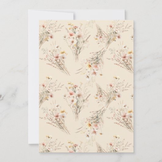 Invitation Whimsical Rustique Beige Meadow Fleur sauvage Mari (Dos)