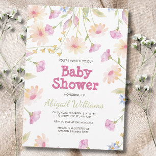 Invitation Whimsical Rustique rose Baby shower floral