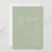 Invitation Whimsical Sage Green C'est Baby shower jumeaux (Devant)
