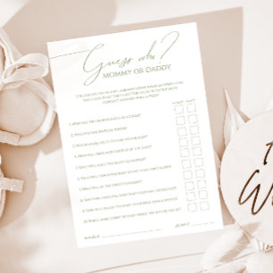 Invitation Whimsical Sage Green Devine Qui Maman Ou Papa Cart