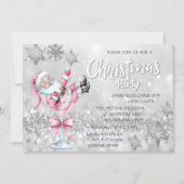 Invitation Whimsical Santa Cocktail Bokeh Christmas Party (Devant)