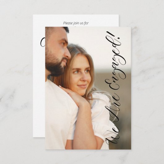 Invitation Whimsical Script Custom Photo Couple Engagement (Devant / Derrière)