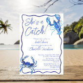 Invitation Whimsical She's a Catch Blue Coastal Fête des mari