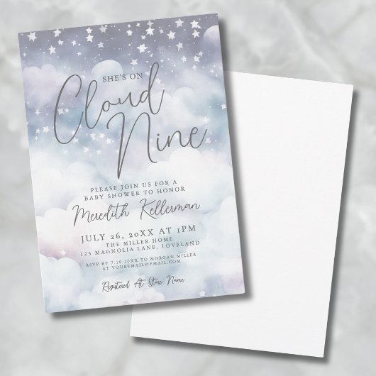 Invitation Whimsical She's On Cloud Neuf Baby shower