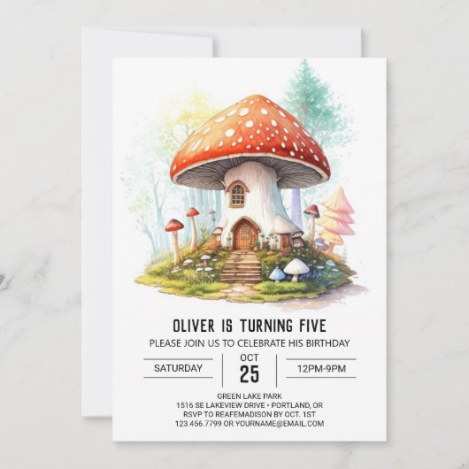Invitation Whimsical Shroom Anniversaire (Devant)