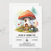 Invitation Whimsical Shroom Anniversaire (Devant / Derrière)