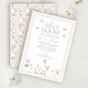 Invitation Whimsical Silly Goose Beige En vichy Baby shower