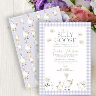 Invitation Whimsical Silly Goose Purple En vichy Baby shower