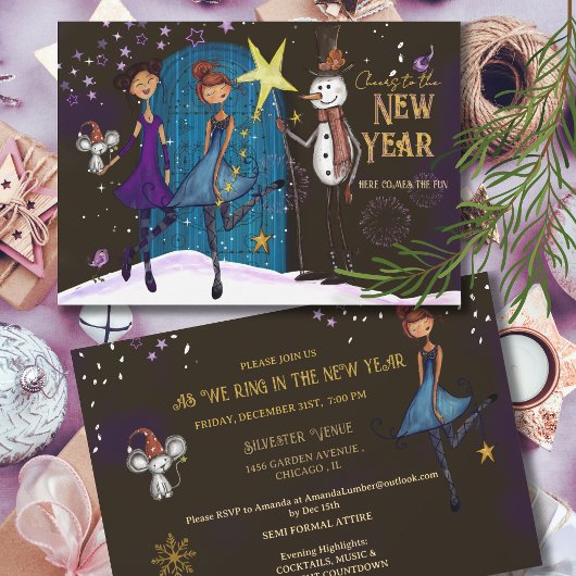 Invitation Whimsical Silvester Party Girls Night Out New Year