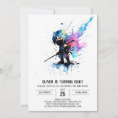 Invitation Whimsical Simple Ninja Boy Digital Anniversaire (Devant)