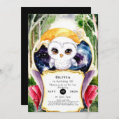 Invitation Whimsical Simple Owl'anniversaire (Devant / Derrière)