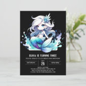 Invitation Whimsical Simple Sirène Anniversaire (Debout devant)