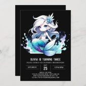 Invitation Whimsical Simple Sirène Anniversaire (Devant / Derrière)