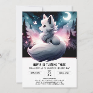 Invitation Whimsical Simple Wolf Anniversaire