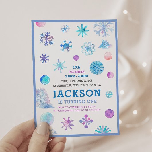 Invitation Whimsical Snowflakes Fête Anniversaire de enfant d