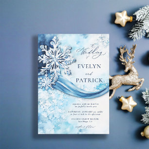 Invitation Whimsical Snowflakes Moderne Élégant Mariage d'hiv