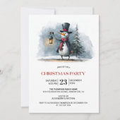 Invitation Whimsical Snowman with Lantern Christmas Party (Devant)