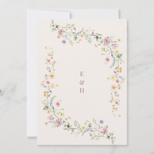 Invitation Whimsical Soft Fleur sauvage Cottage Jardin Mariag (Dos)