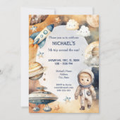 Invitation Whimsical Space Astronaut Birthday  (Devant)