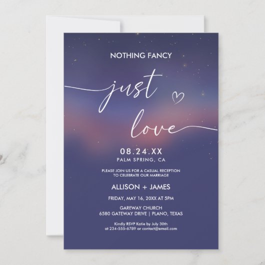 Invitation Whimsical Starry Night Script Modern Wedding (Devant)